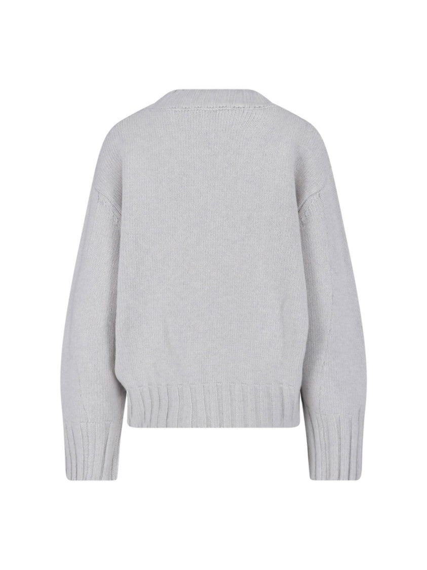 The Attico Asymmetrical Hem Knit Sweater With Ribbed Texture