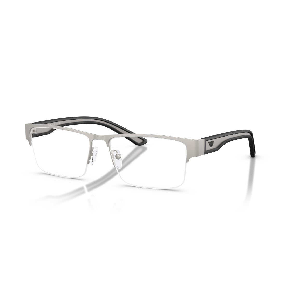 Emporio Armani 0Ea1182 Semi-Rimless Rectangular Eyeglasses With Silver And Black Accents
