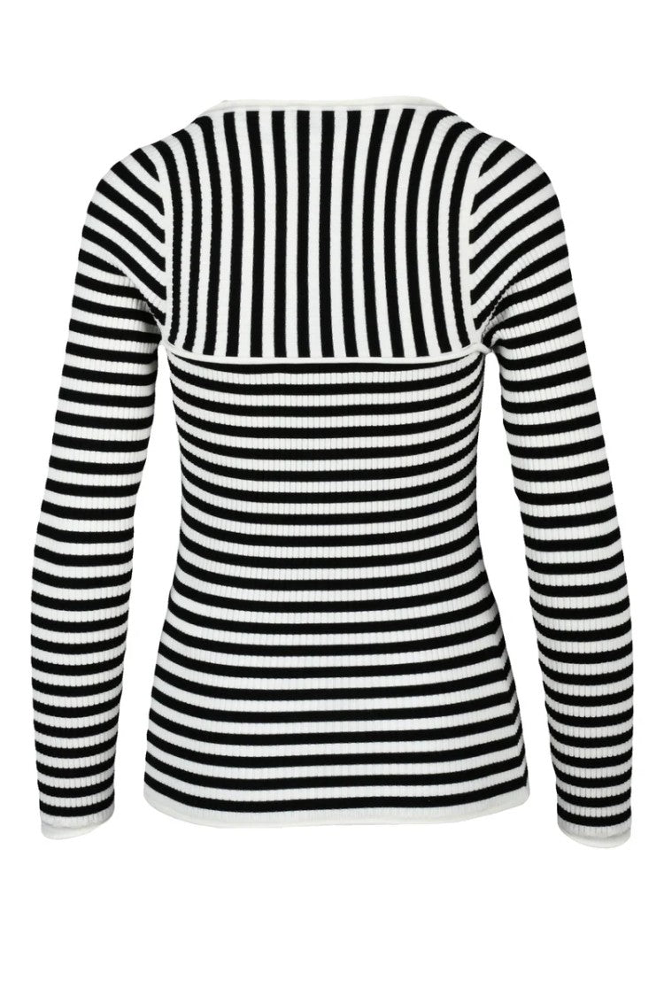 Marella Black/White Debutto Viscose Polyester Ribbed Knit
