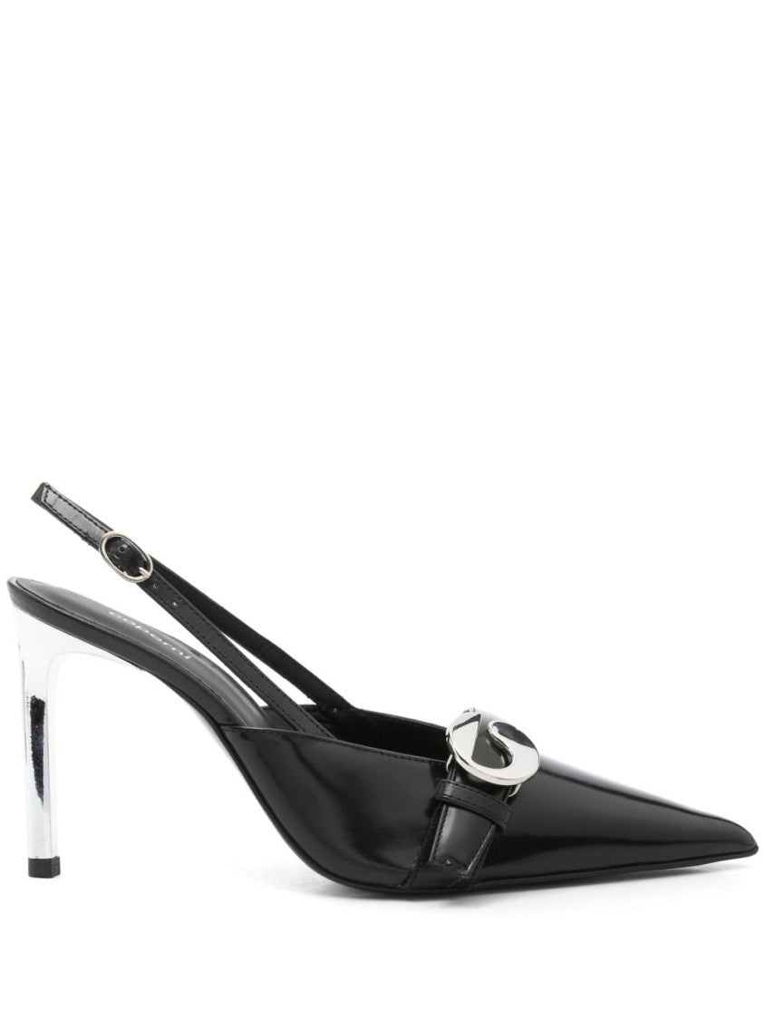 Coperni Black Pointed Toe Buckle Slingback Heels