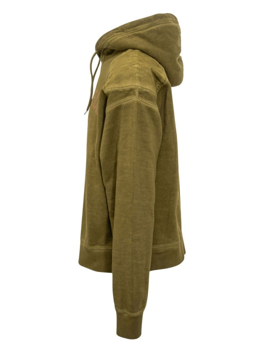 Dsquared2 Brown Hooded Shoulder Panel Ribbed Sweatshirt