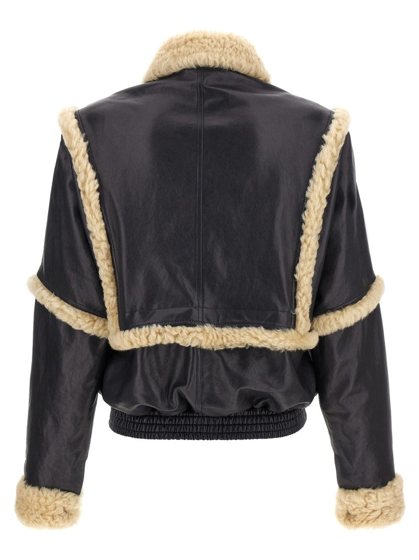 Magda Butrym Leather Jacket With Unique Fur Insert