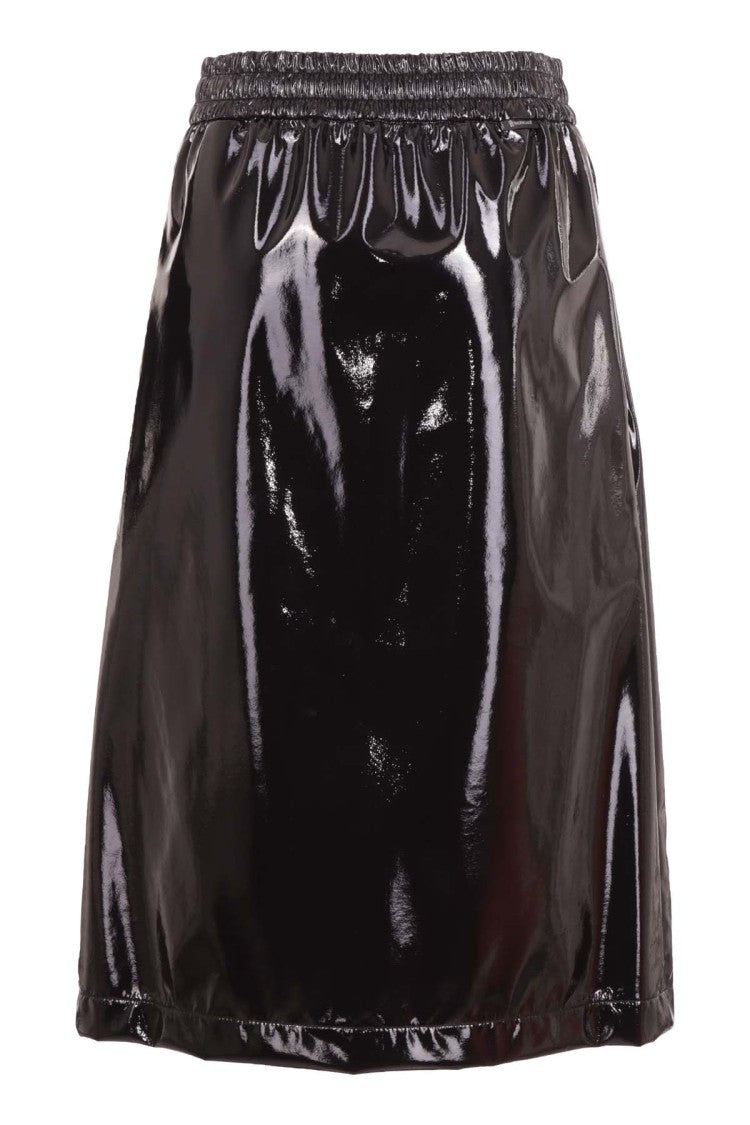 Moncler Laminated Black Midi Skirt