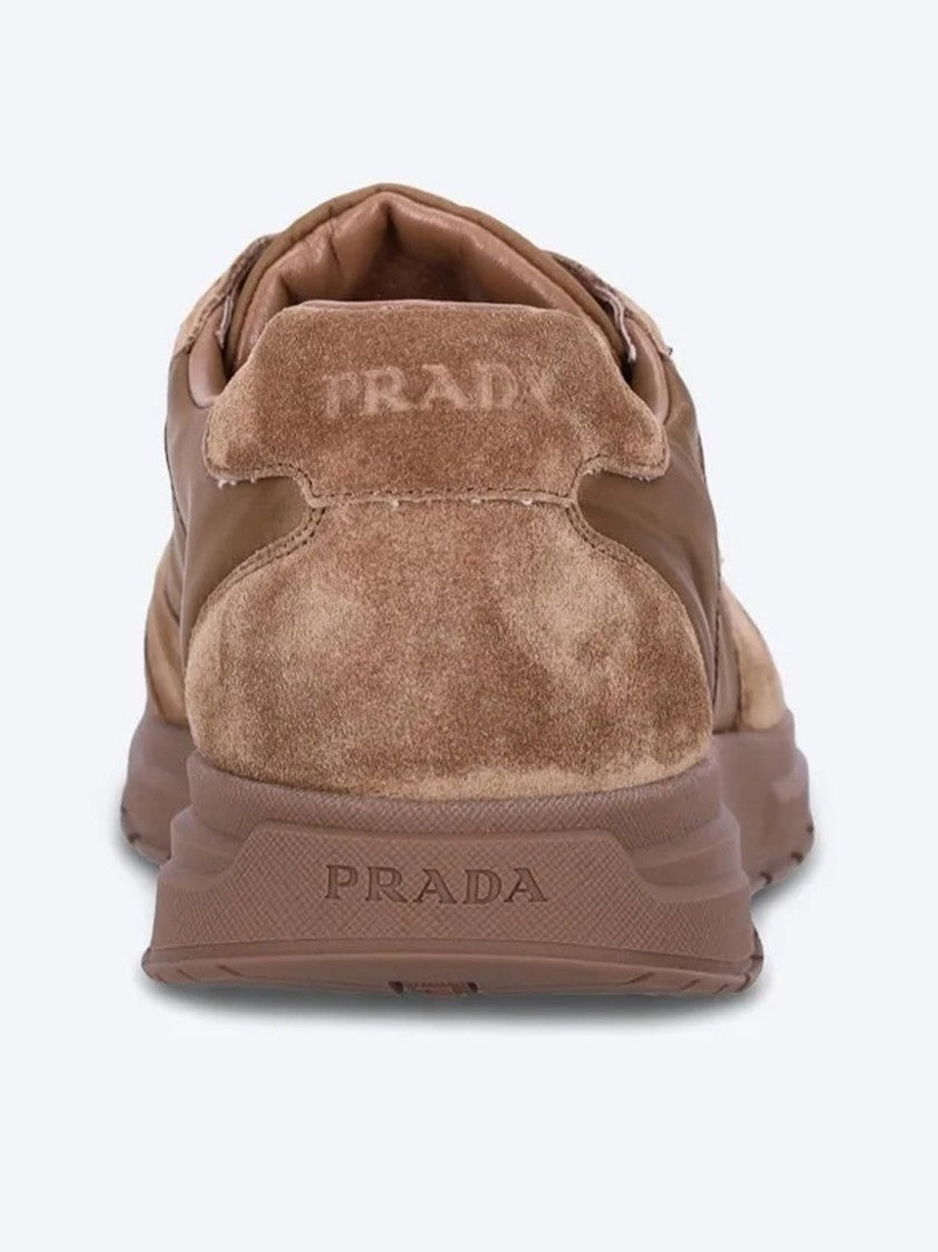 Prada Earthy Brown Prax 2.0 Nylon/Suede Sneakers