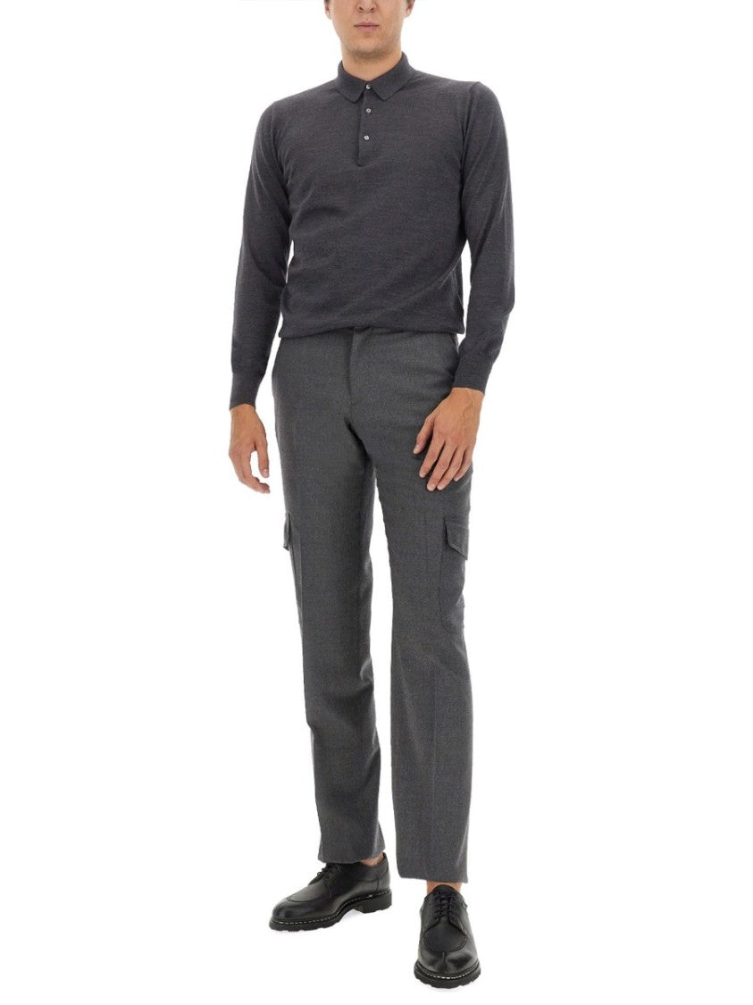 Lardini Tailored Grey Wool Pants With Cargo Pockets