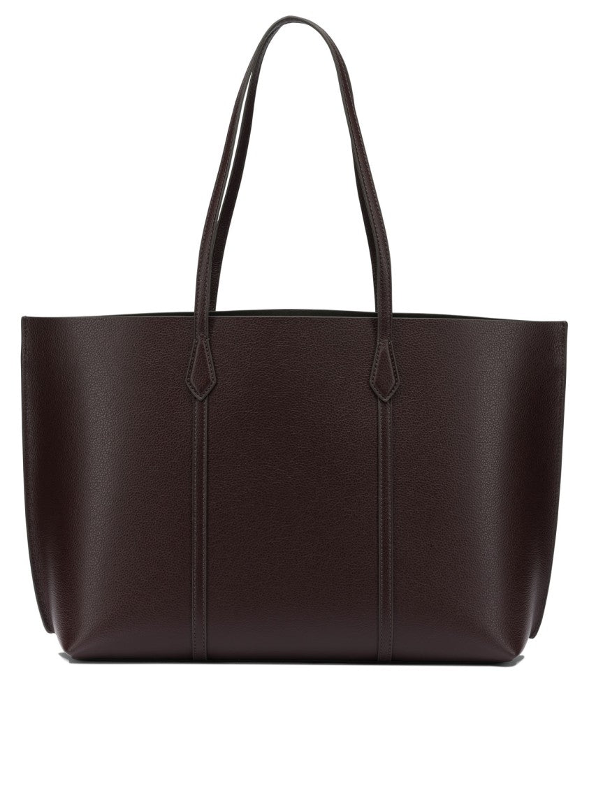 Tory Burch Rectangular Brown Textured Leather Shoulder Bag With