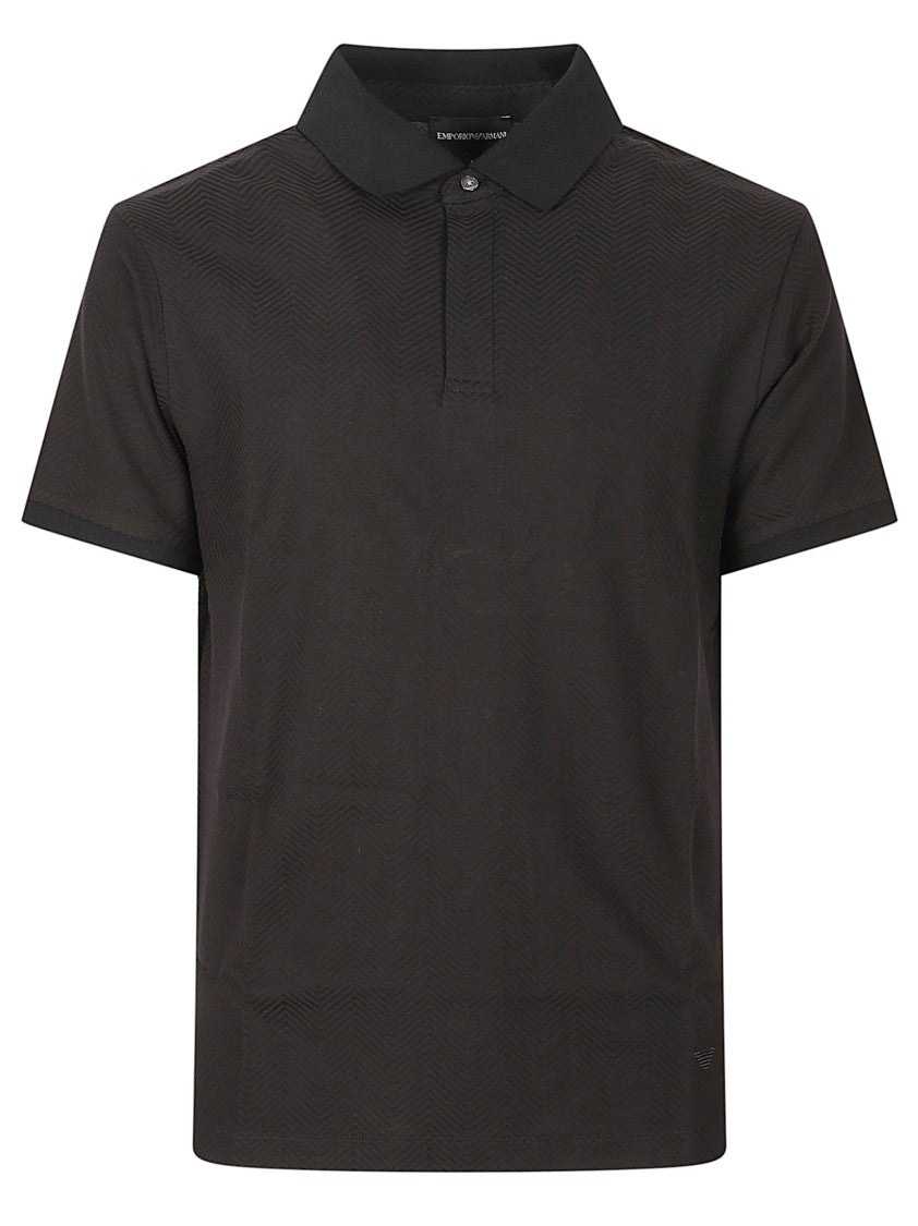 Emporio Armani Textured Fabric Polo Shirt With Traditional Collar And Minimalist Design