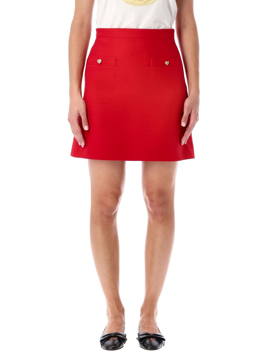Valentino Garavani Mini Skirt Crepe Coutre Heart Btn