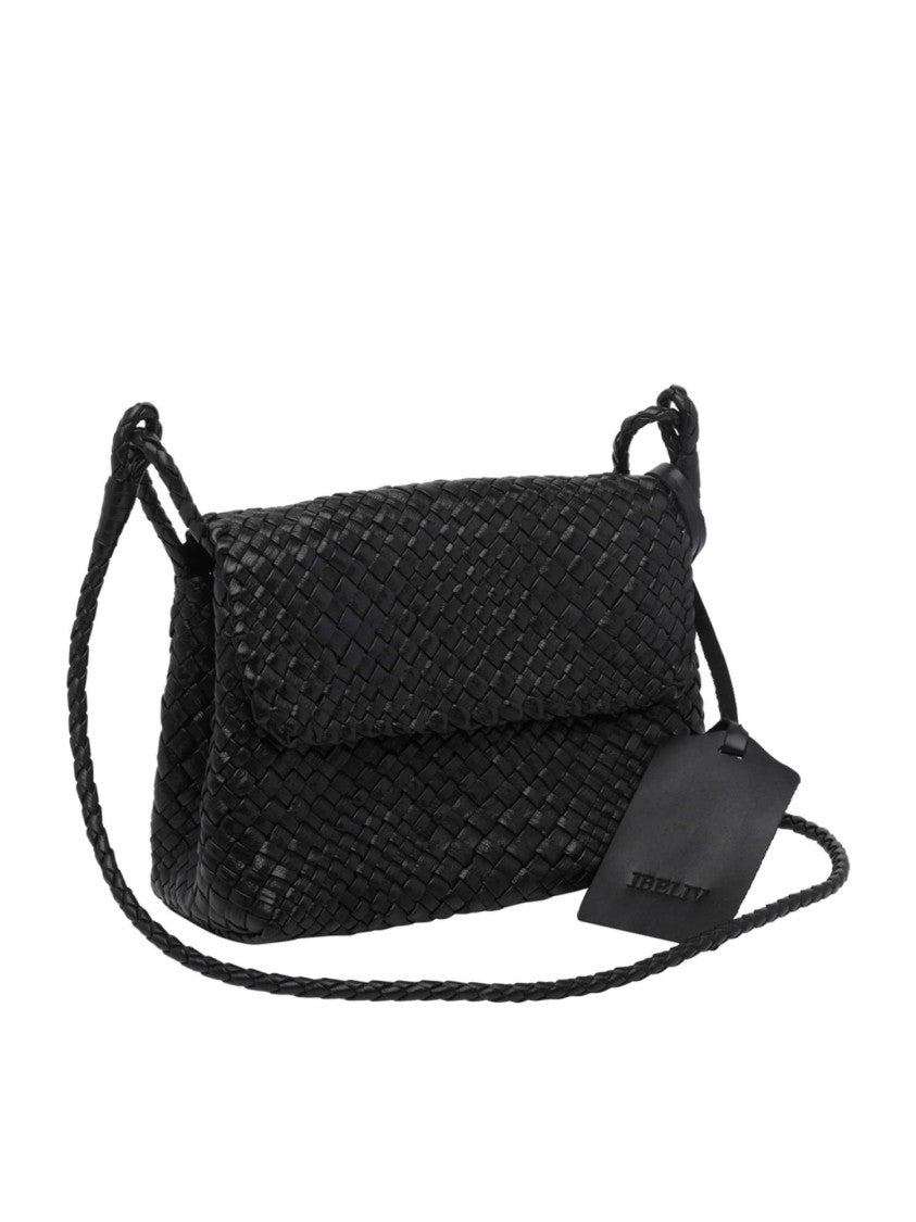 Ibeliv Black Paris Woven Leather Shoulder Bag