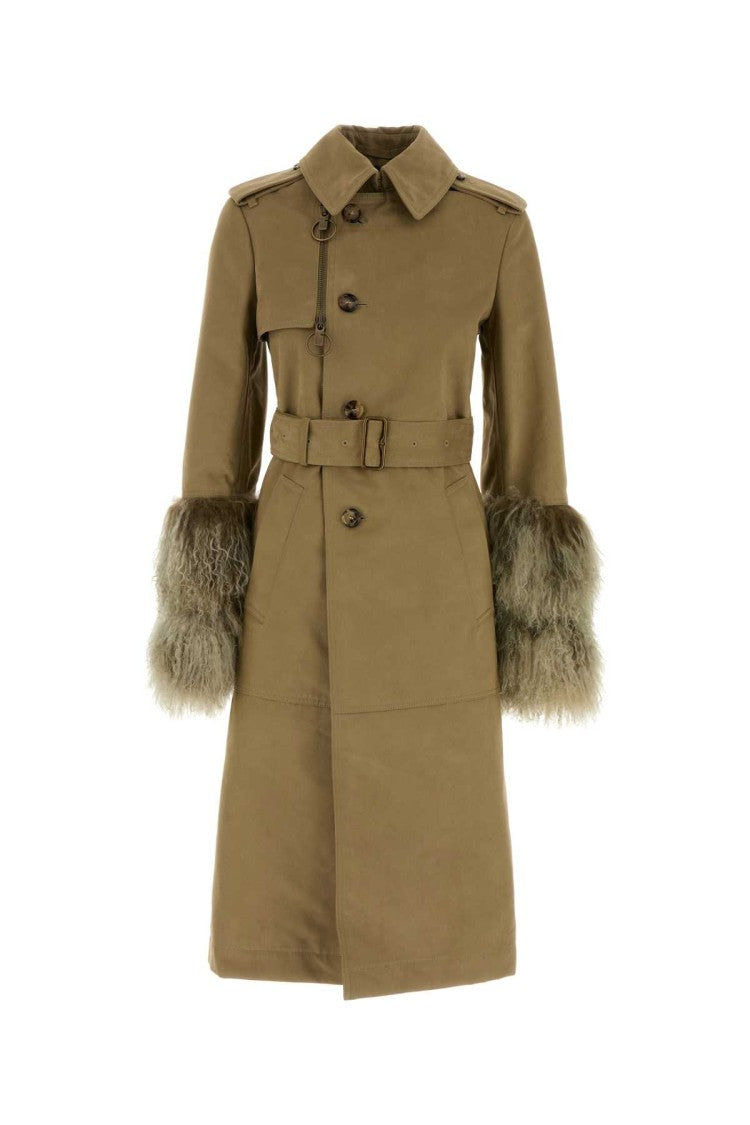Burberry Khaki Cotton Blend Trench Coat