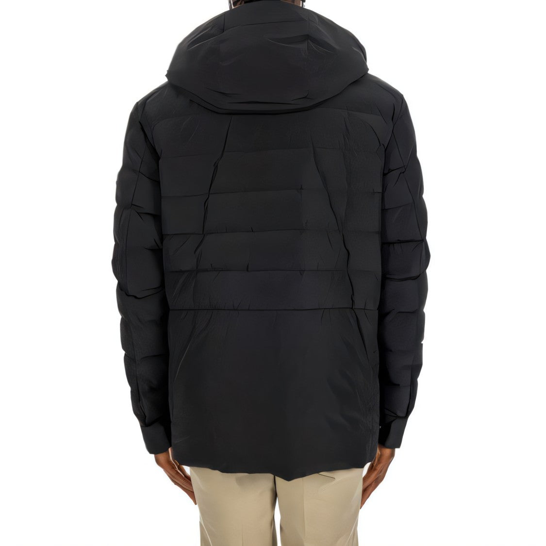 Moncler Quilted Down Coat With Hood And Functional Pockets
