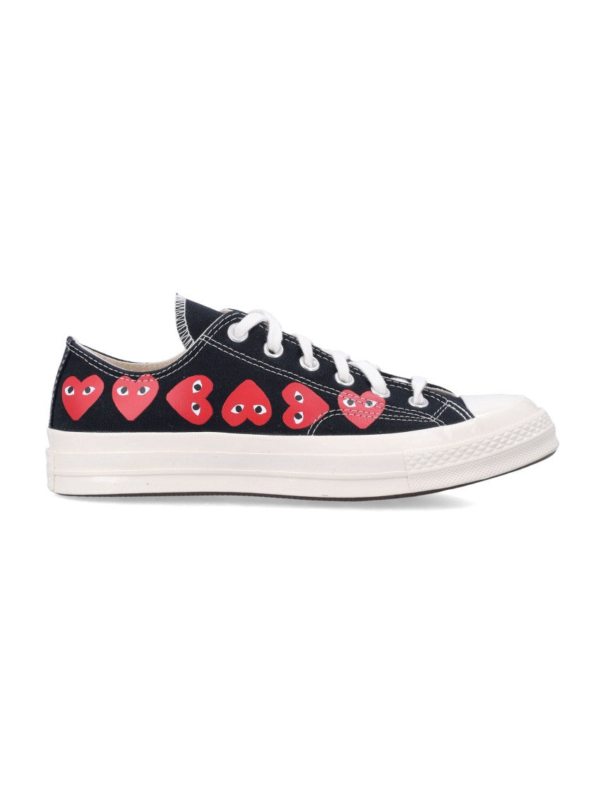 Comme Des Garçons X Converse Low-Top Sneakers With Iconic Heart Print And Rubber Sole