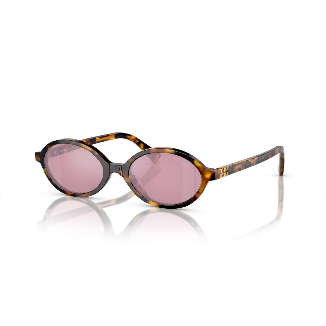 Miu Miu 0Mu 04Zs Oval-Shaped Tortoiseshell Acetate Sunglasses