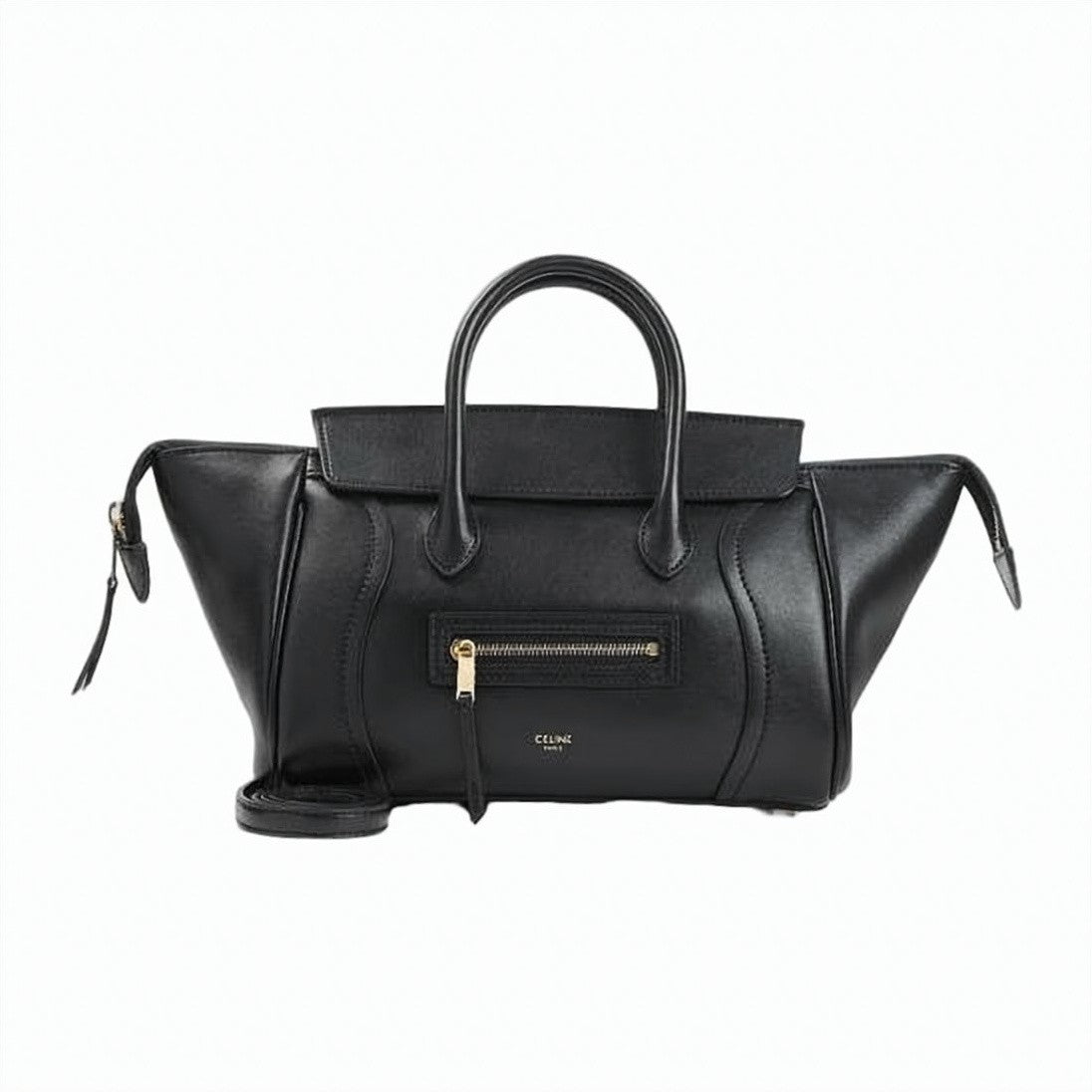 Celine Small Structured Handbag In Supple Shiny Lambskin