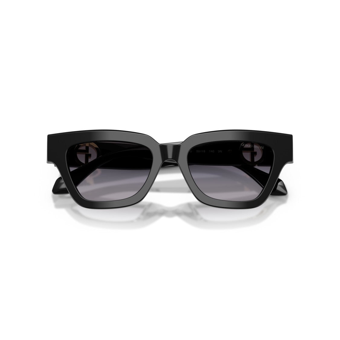 Giorgio Armani 0Ar8246u Bold Rectangular Black Acetate Sunglasses With Gold Logo