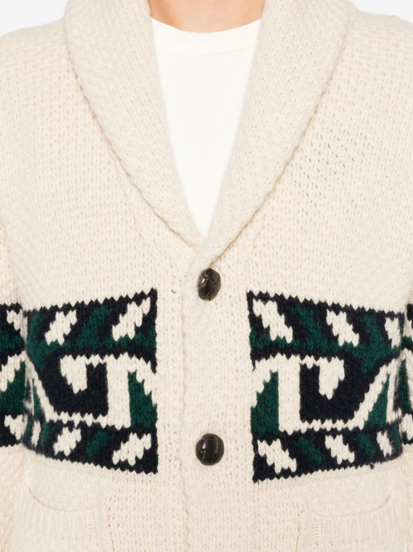 Rakki' Geometric Pattern Knit Jacket With Shawl Collar