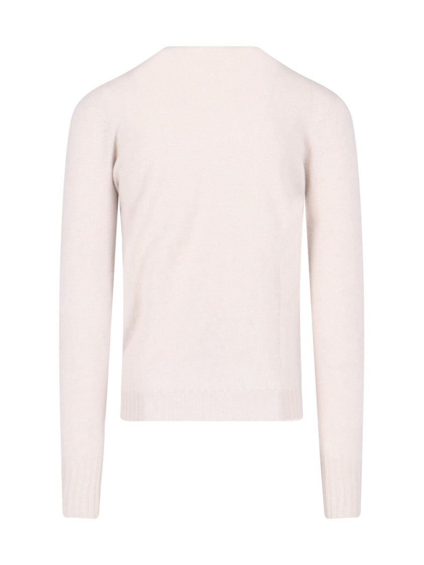Drumohr Classic Sweater In Cream Cashmere Crew Neck