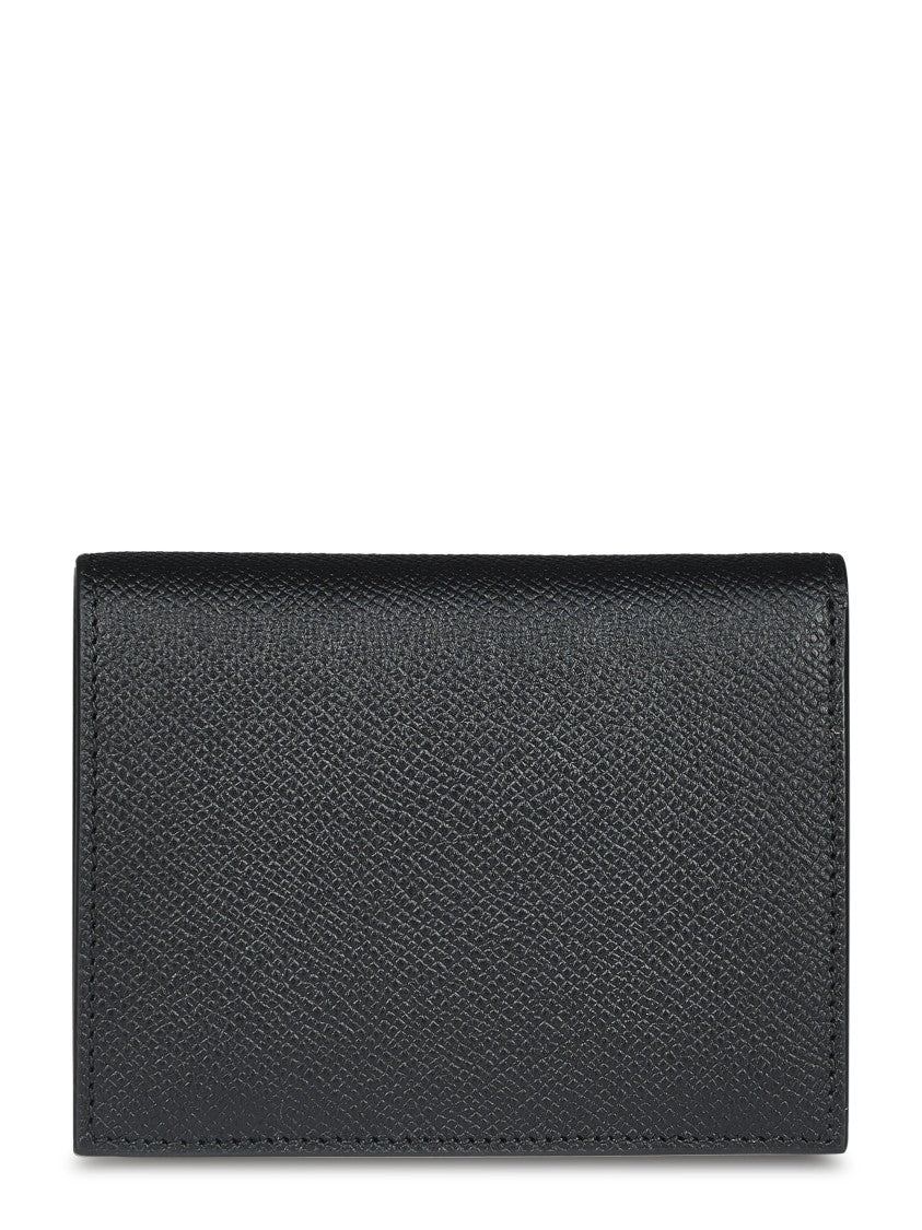 Ferragamo Structured Black Calfskin Wallet With Gold Logo