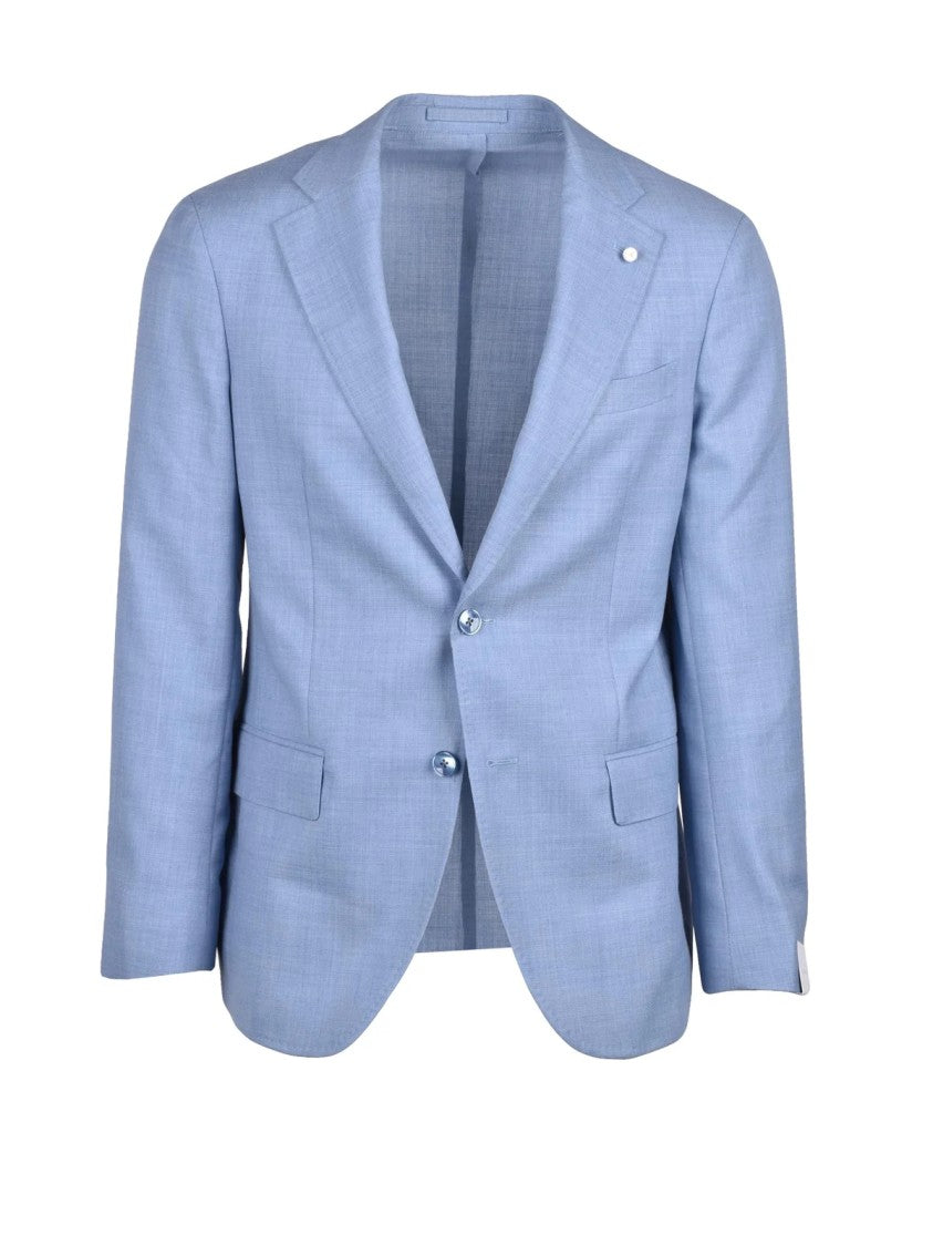 Luigi Bianchi Light Blue Virgin Wool Round Jacket