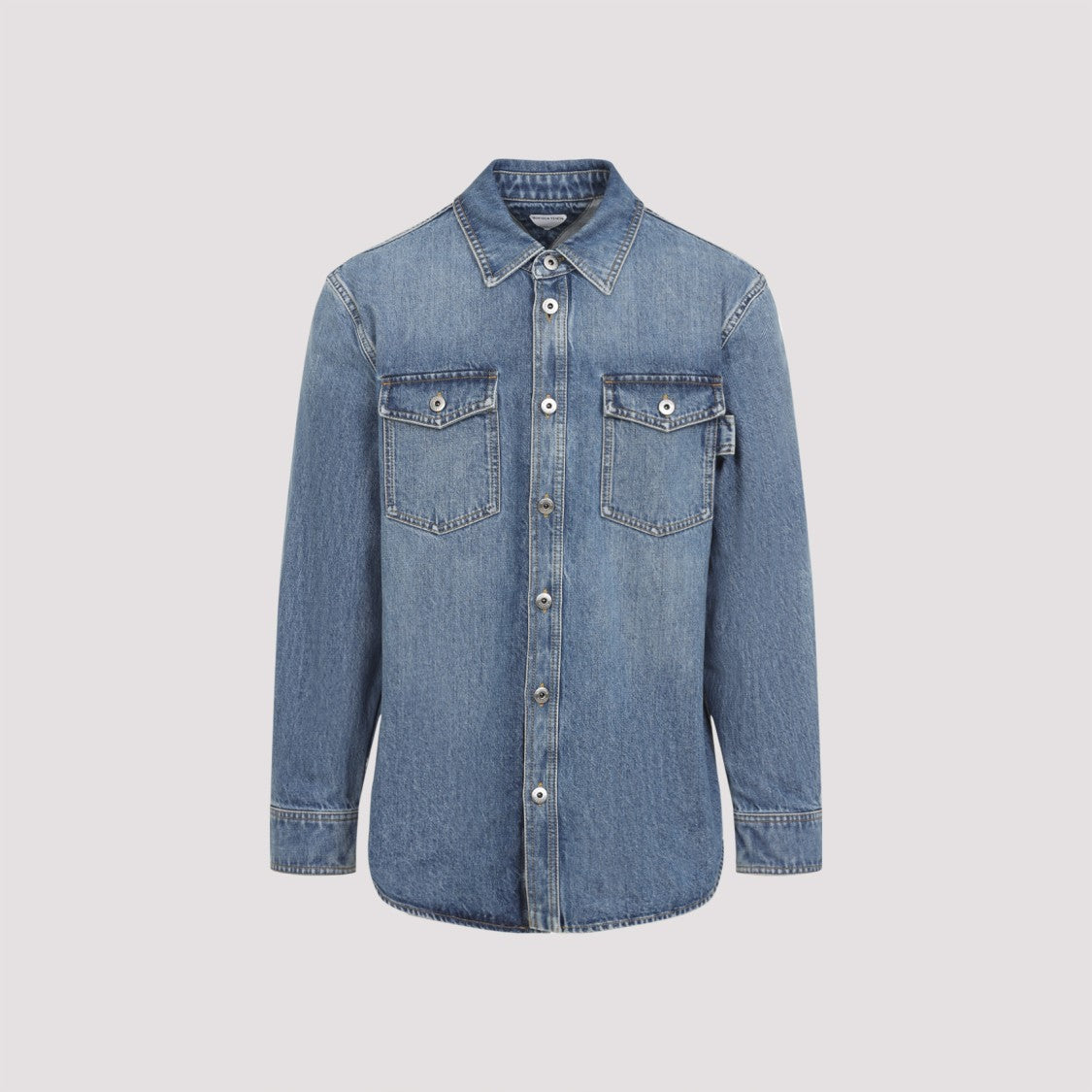 Bottega Veneta Classic Denim Button-Up Shirt With Chest Pockets