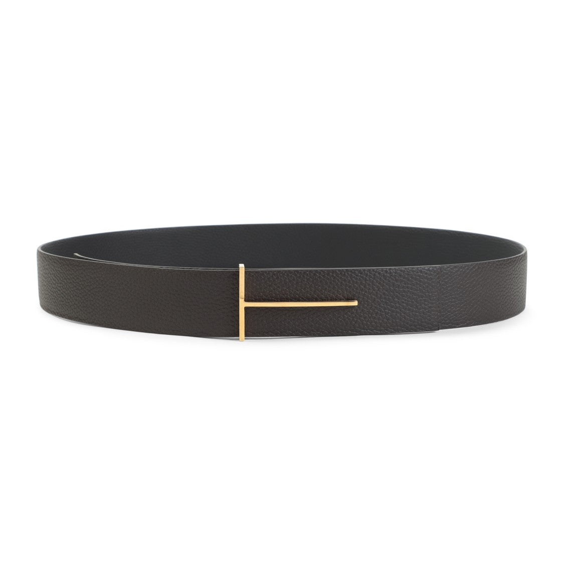 Tom Ford Calf Leather Belt With Rectangle Gold-Tone Buckle