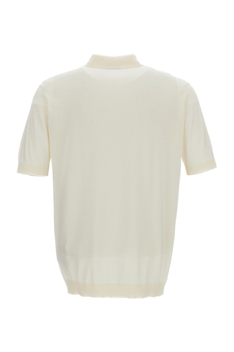 John Smedley White Cotton Short-Sleeve Polo Shirt