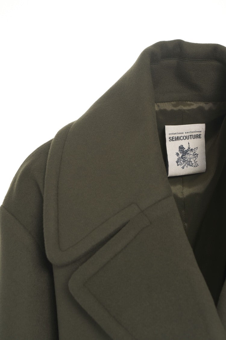 Semi Couture Double-Breasted Caban With Wide Lapel