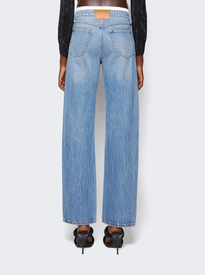 Alexander Wang Straight Pointelle Undie Jeans Vintage Light Indigo