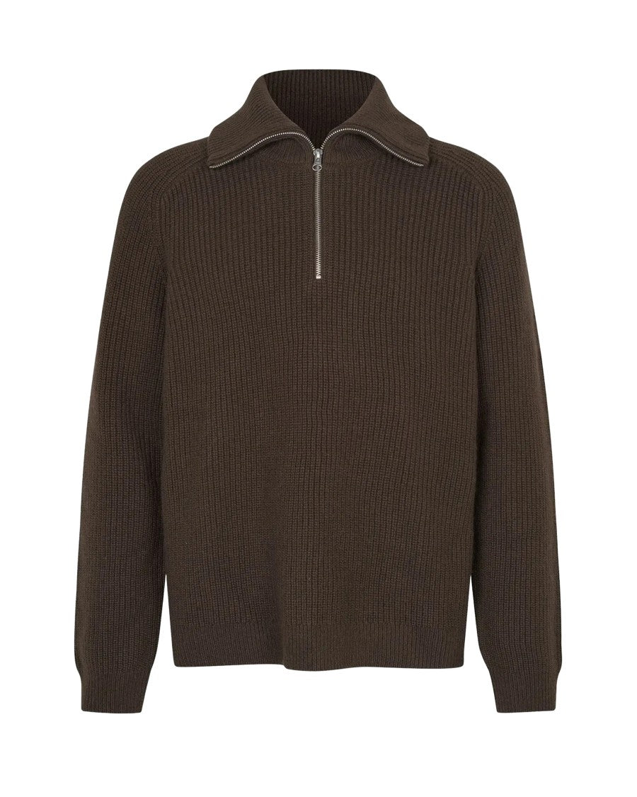 Samsøe Samsøe Brown Sarick Ribbed Knit Turtleneck Sweater