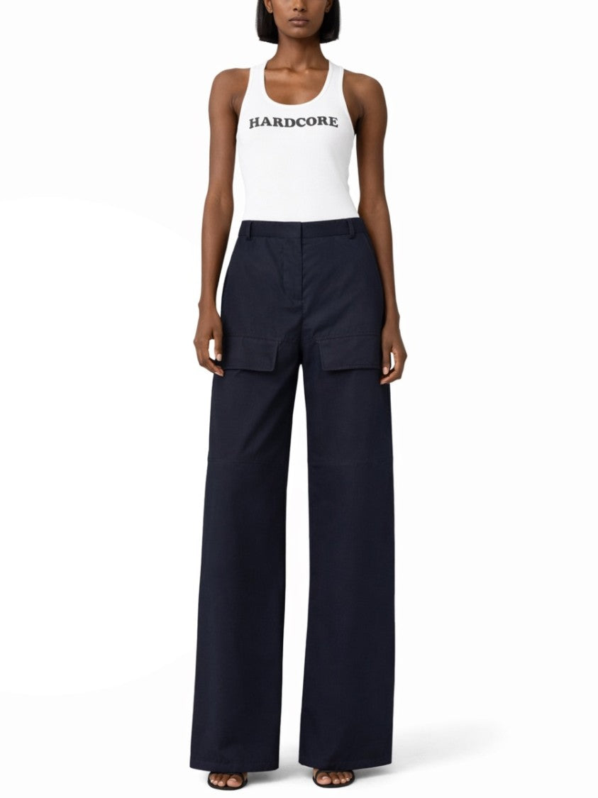 Stella Mccartney High-Waist Wide-Leg Cotton Cargo Pants