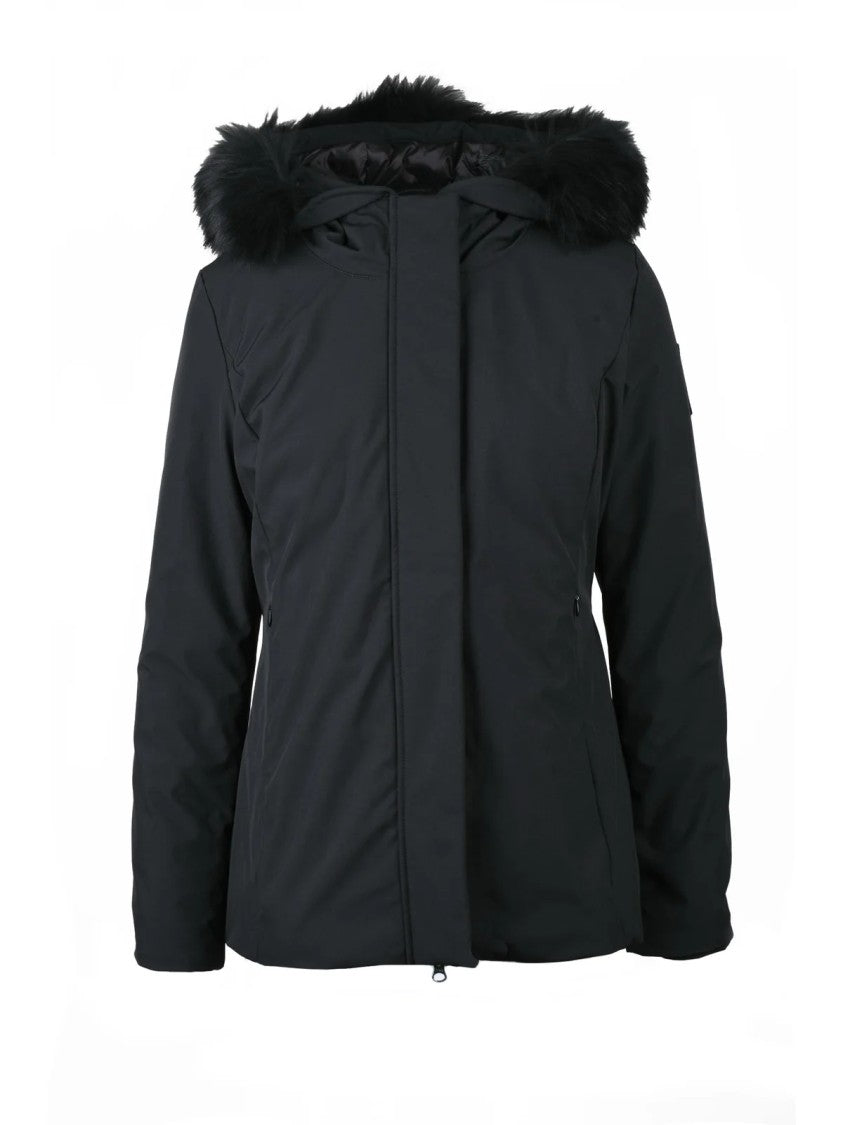 Bomboogie Fitted Down Jacket With Removable Fur Trim