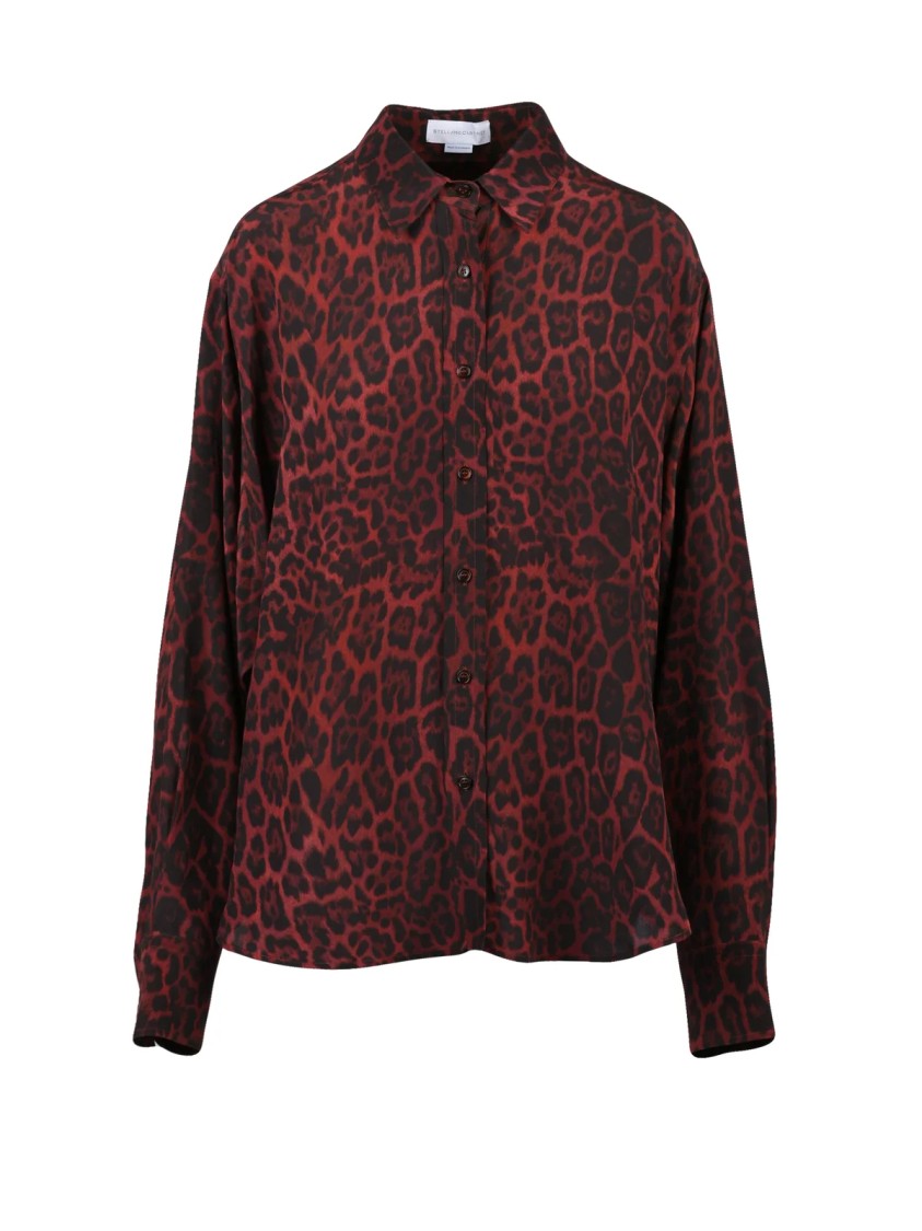 Stella Mccartney Red Bold Abstract Animal Print Silk Shirt