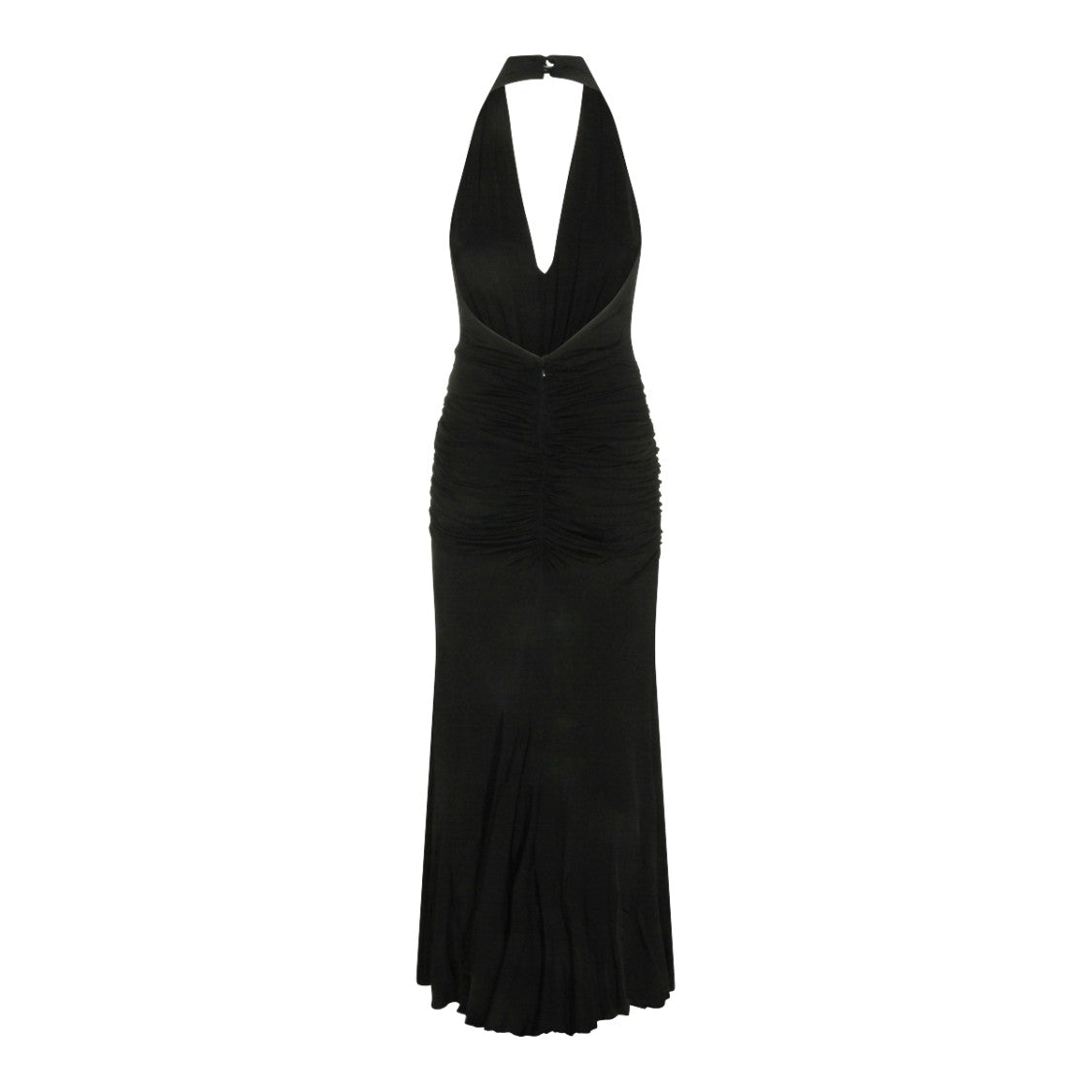 Blumarine Maxi Dress With V-Neckline And Rose Detail