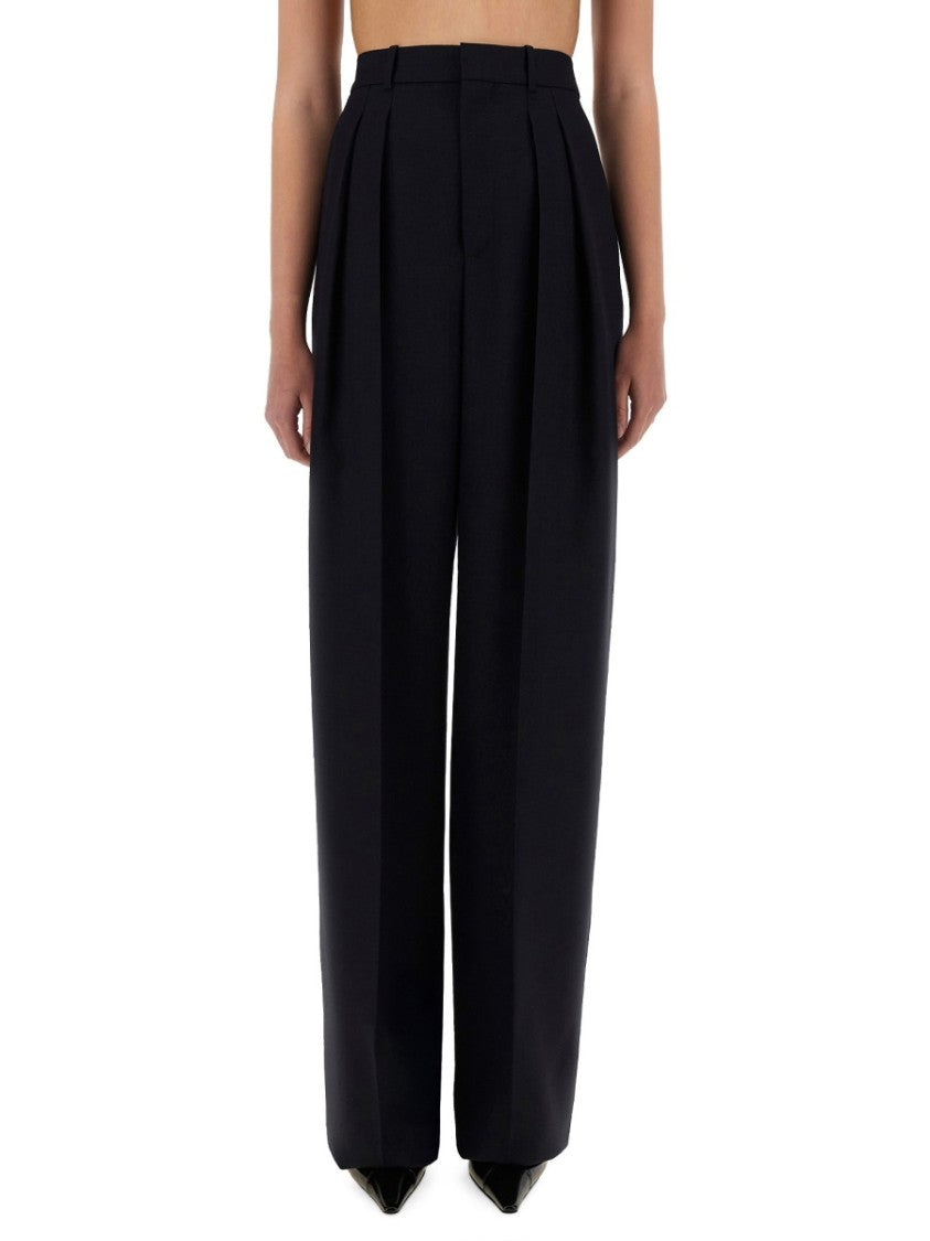 Saint Laurent Wide-Leg Pants In Grain De Poudre