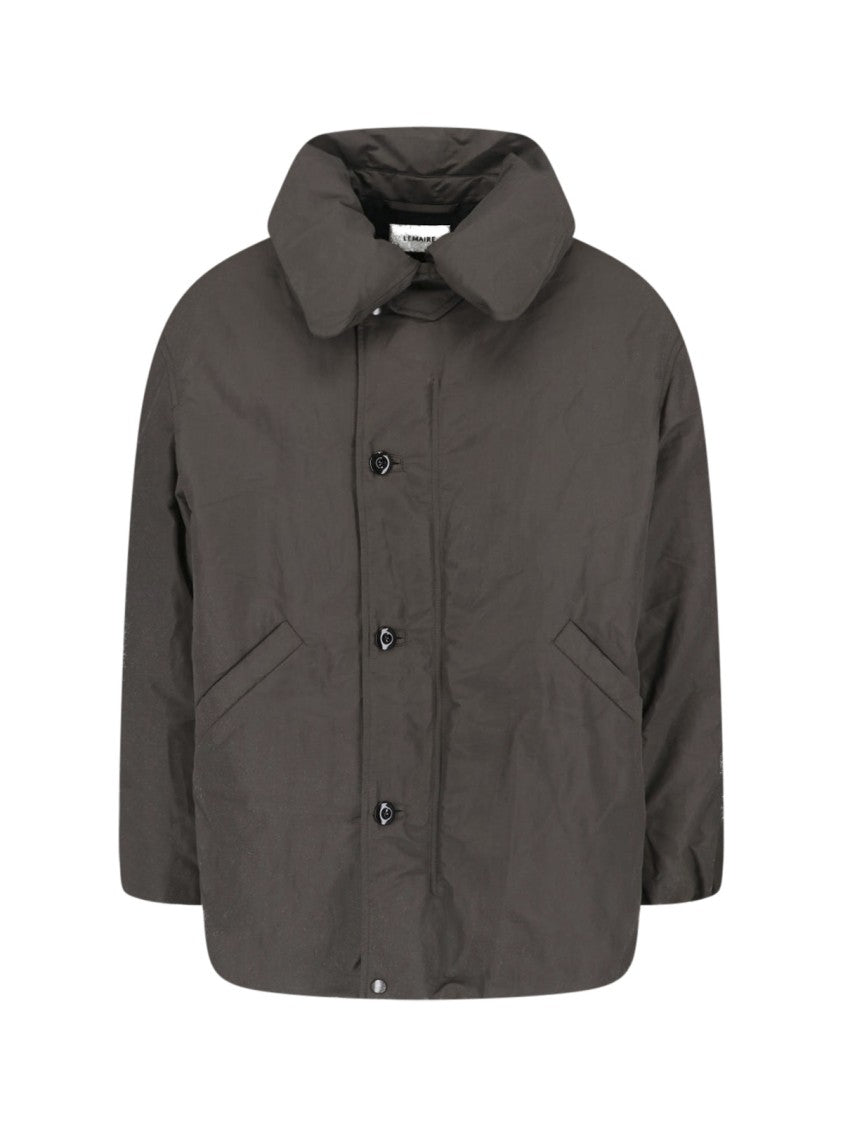 Lemaire Brown High Collar Oversized Casual Jacket