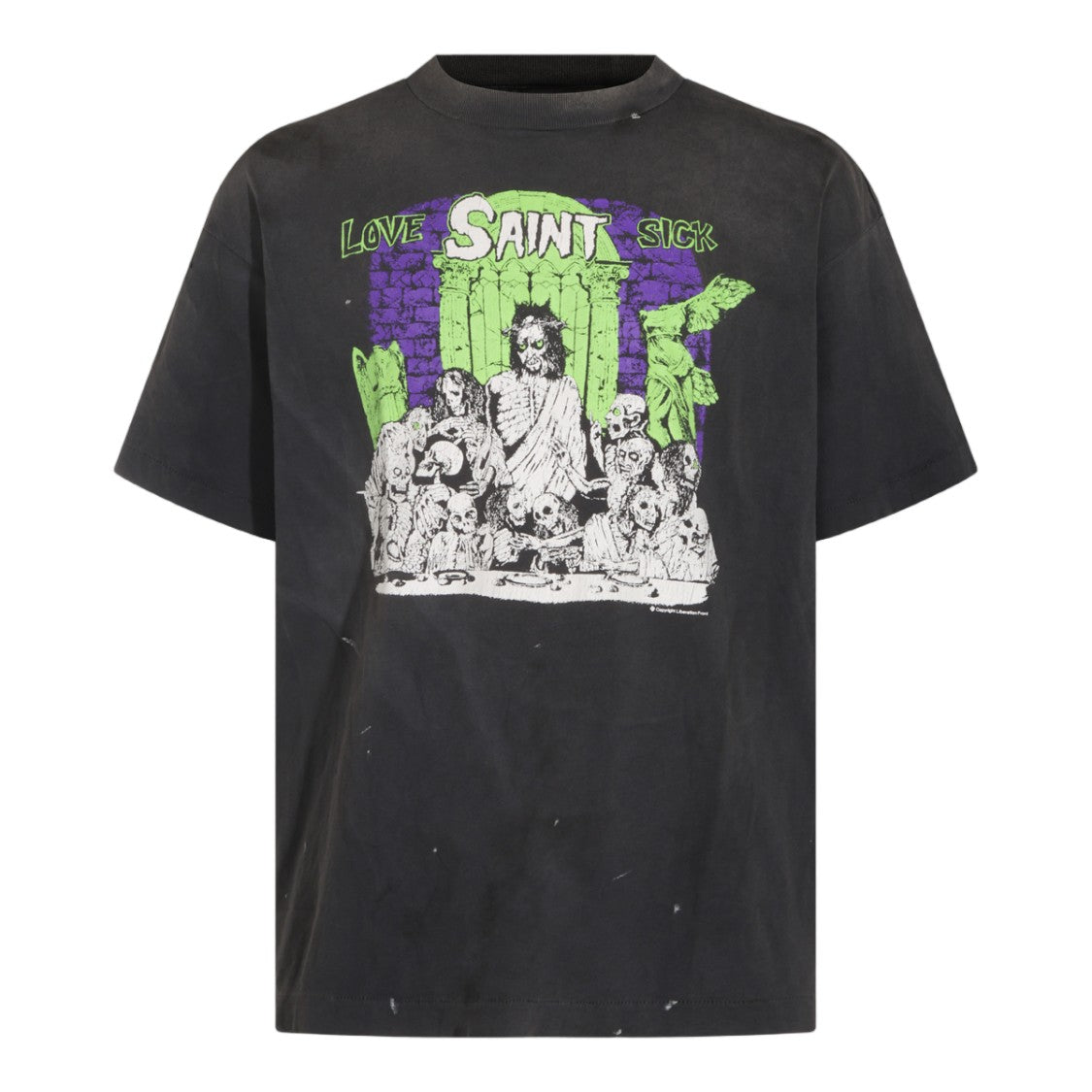 Saint Mxxxxxx Short-Sleeve Black Graphic T-Shirt With Striking Prints