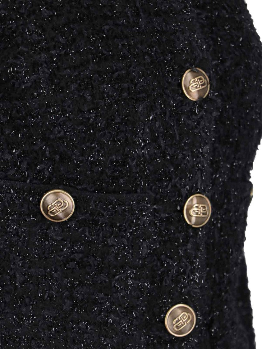 Balenciaga Crop Button Cardigan – Black