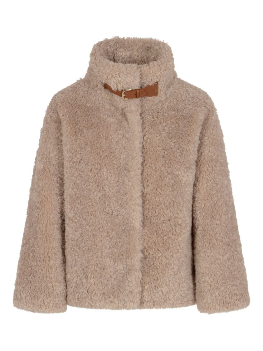 Herno Teddy Bear Texture Coat With High Collar