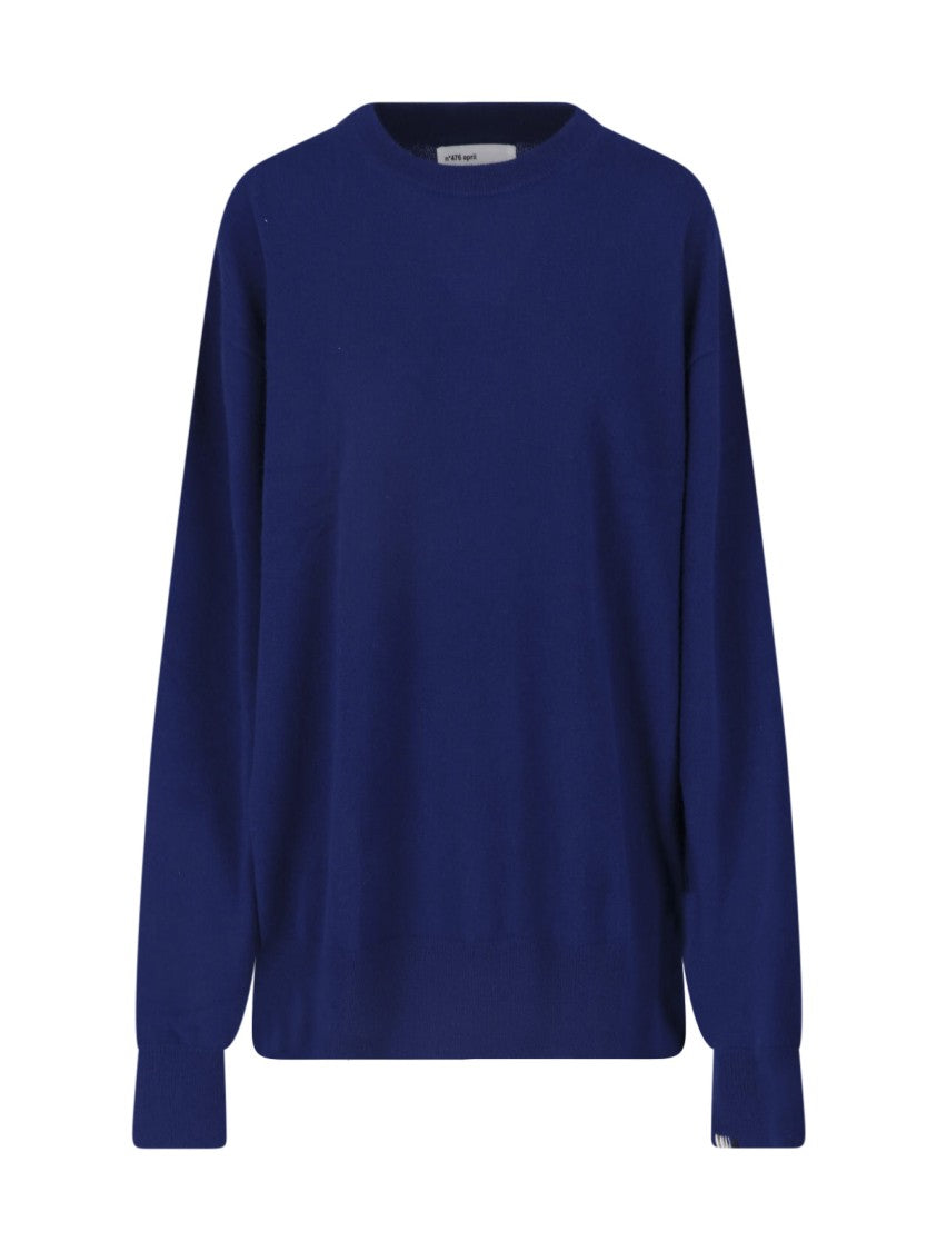 Extreme Cashmere Blue April Long-Sleeve Ribbed Cashmere Crewneck Sweater