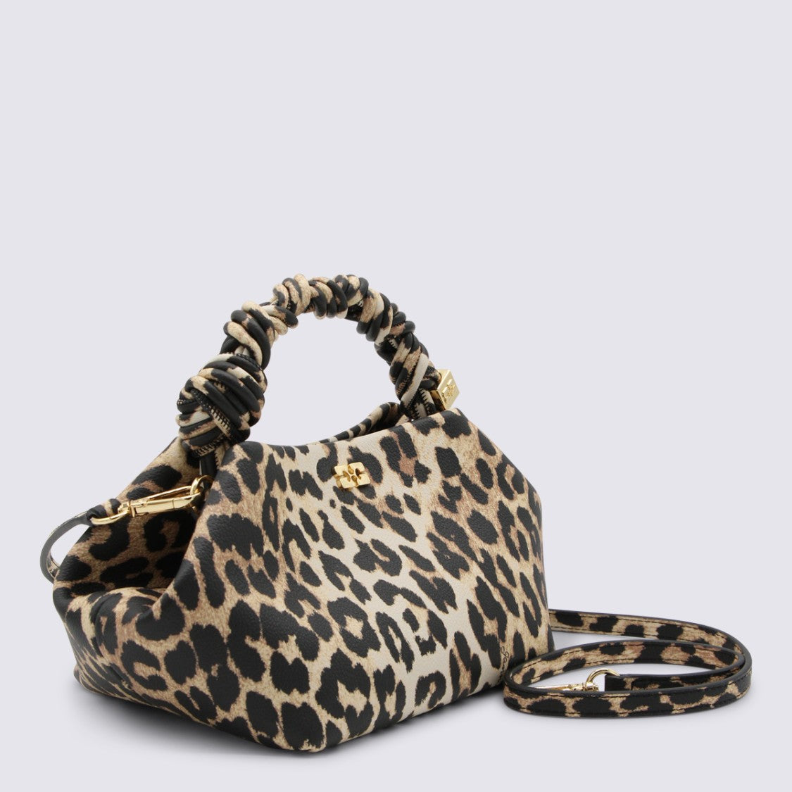 Ganni Leopard Top Handle Bag