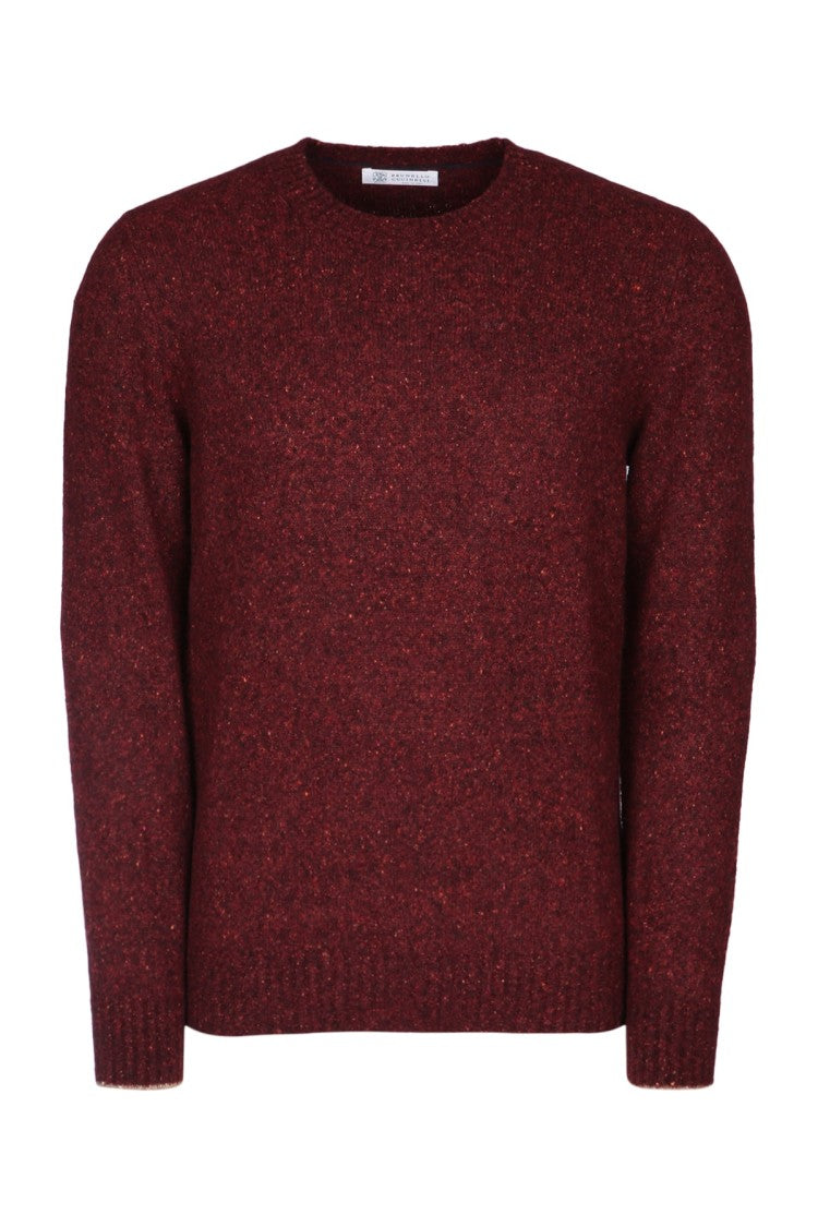 Brunello Cucinelli Burgundy Textured Knit Sweater