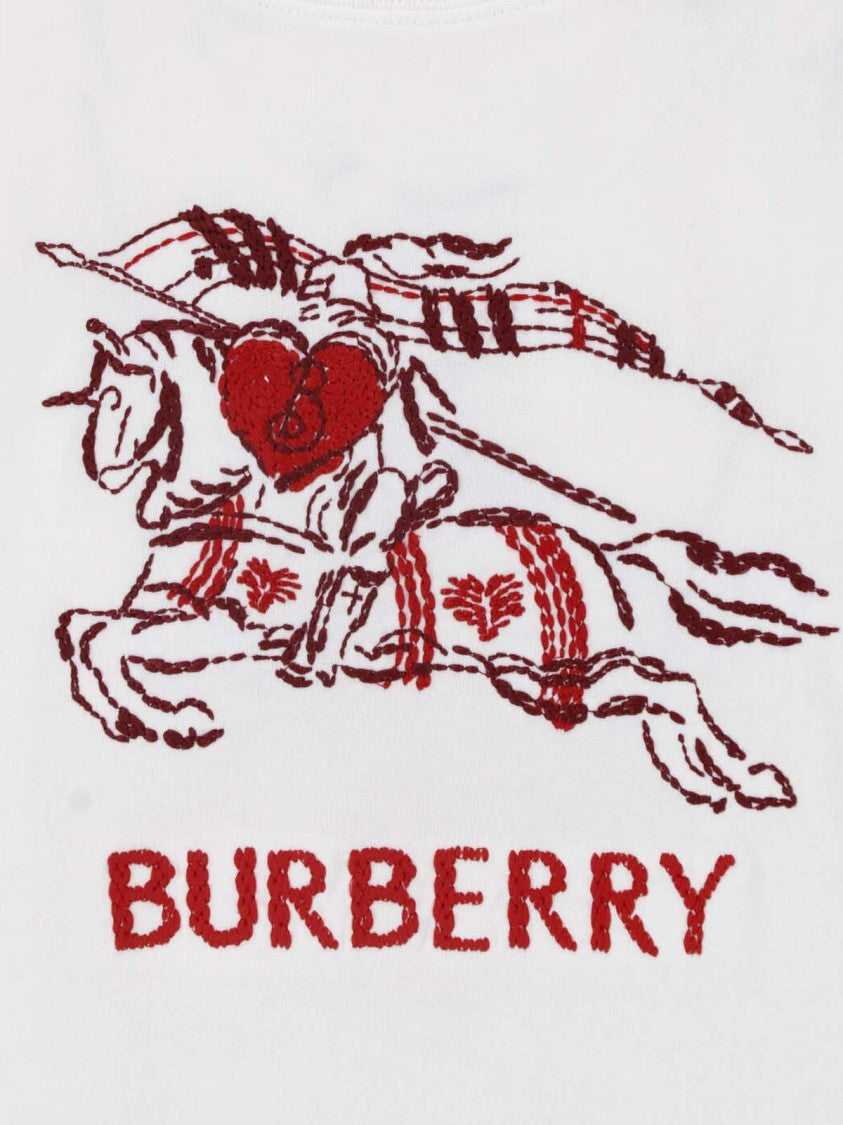 Burberry Embroidered White Short-Sleeve T-Shirt With Equestrian Motif