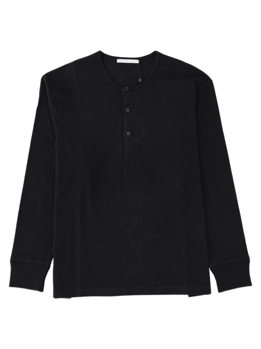Studio Nicholson Black Minimalist Long-Sleeve Organic Cotton T-Shirt