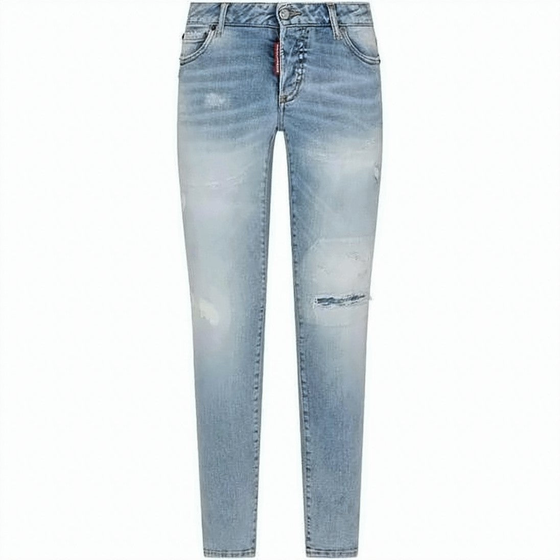 Dsquared2 Light Blue Slim-Fit Denim Pants With Distressed Finish