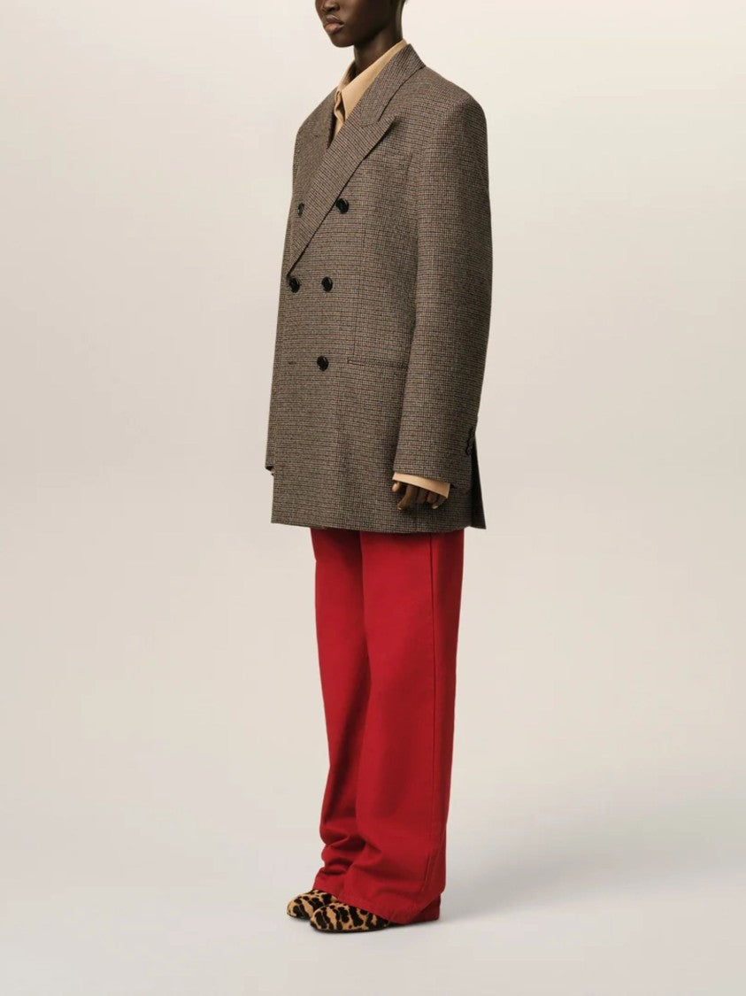 Ami Paris Brown Check Double-Breasted Wool Blazer