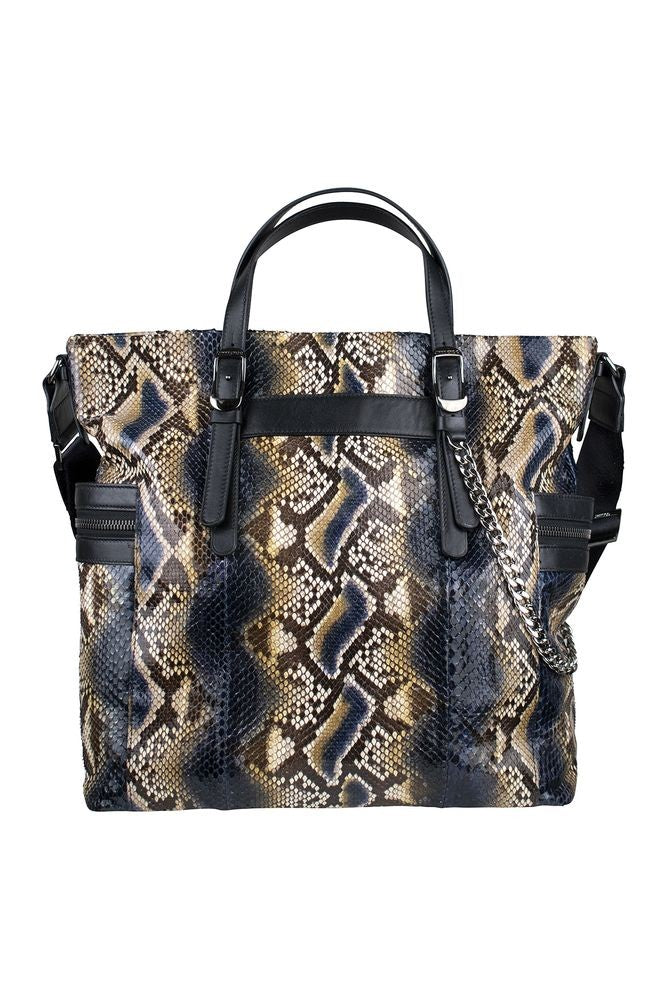 Jimmy Choo Python-Effect Leather Satchel With Removable Chain