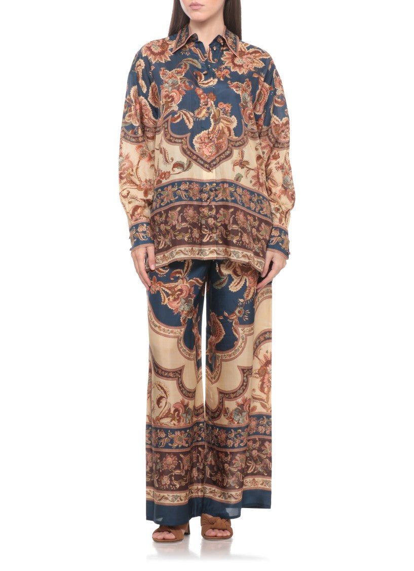 Zimmermann Blue Aster Floral Pattern Sweatpants