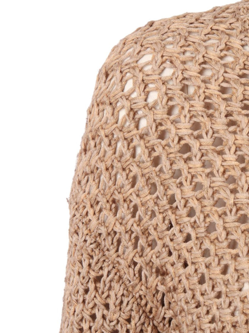 Fabiana Filippi Acero Crochet Knit V Neck Sweater