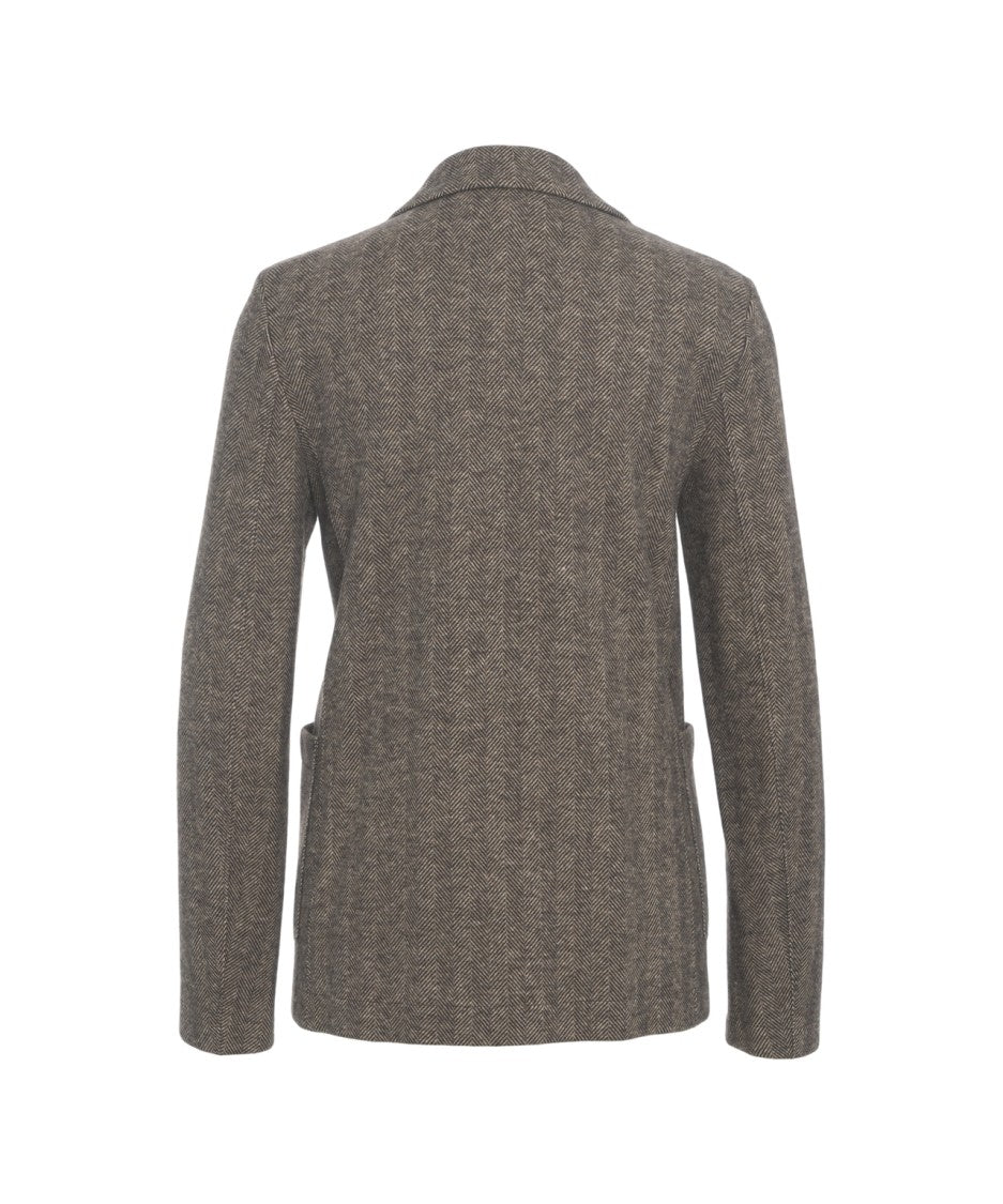 Harris Wharf London Single-Breasted Houndstooth Blazer With Notched Lapels And Patch Pockets