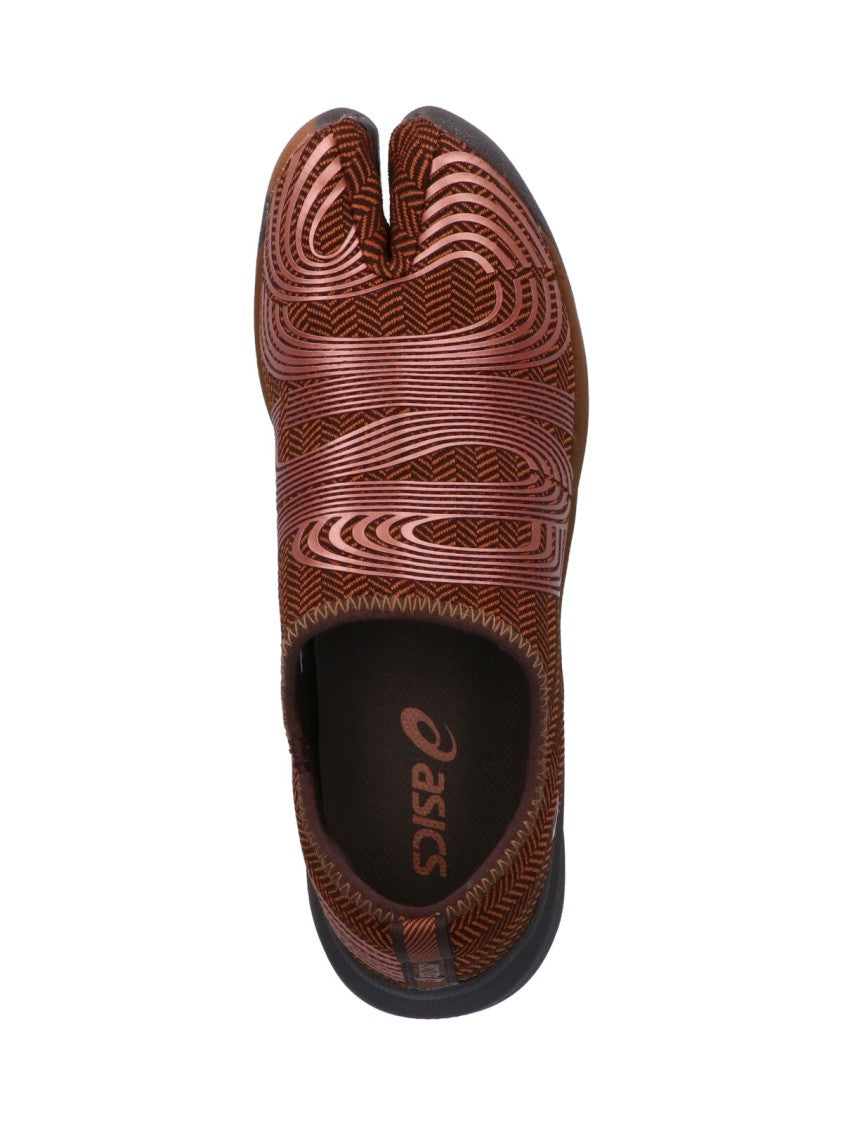 Asics Brown Swirling Pattern Slip-On Sneakers